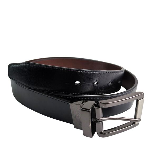 Saddlebred Men's 44 Black Bonded Leather Belt Gunmetal Buckle 11BK0108 Classic - Picture 2 of 7